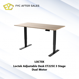 Loctek Adjustable Desk ET225E 3 Stage Dual Motor Hitam Kaki+Papan Meja (140x70x2.5cm)