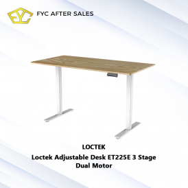Loctek Adjustable Desk ET225E 3 Stage Dual Motor Hitam Kaki+Papan Meja (180x80x2.5cm)