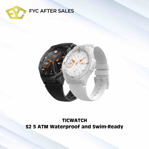 Ticwatch S2 5 ATM Waterproof and Swim-Ready - Hitam